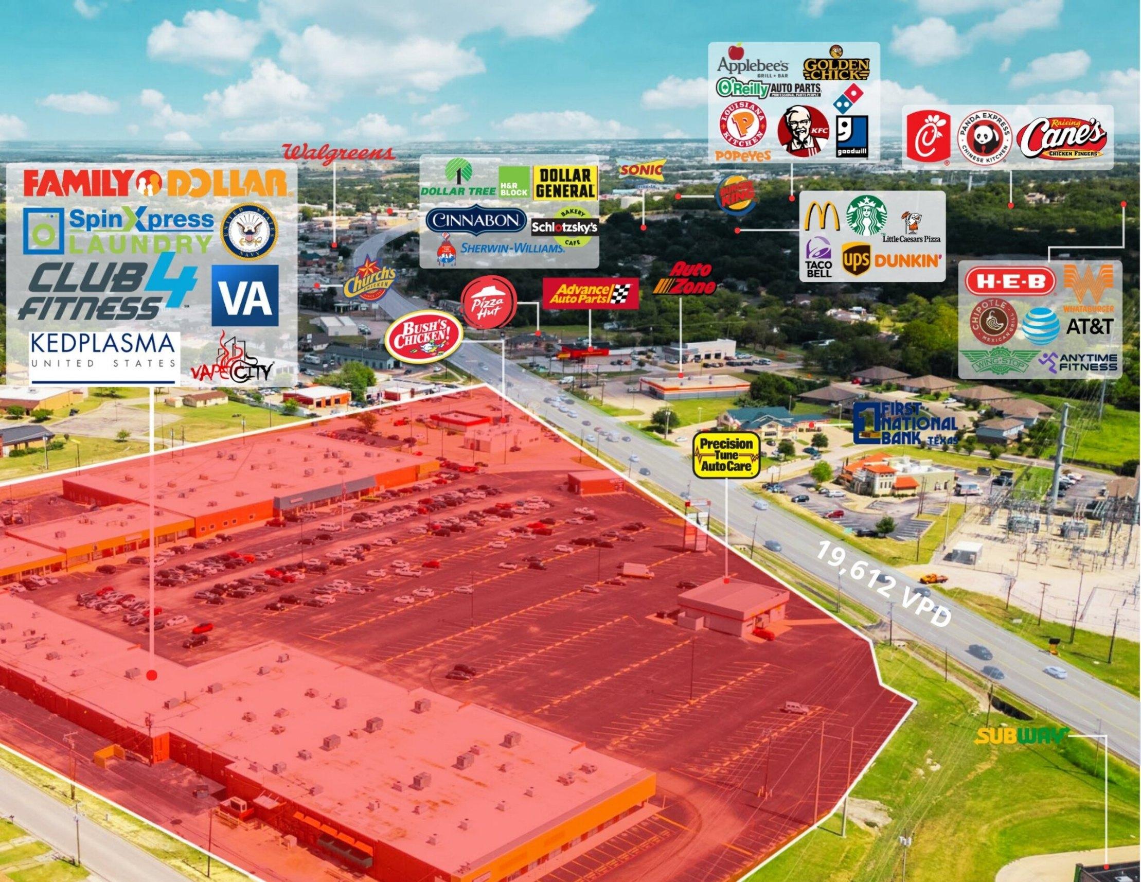 Town Square Shopping Center — annotated aerial